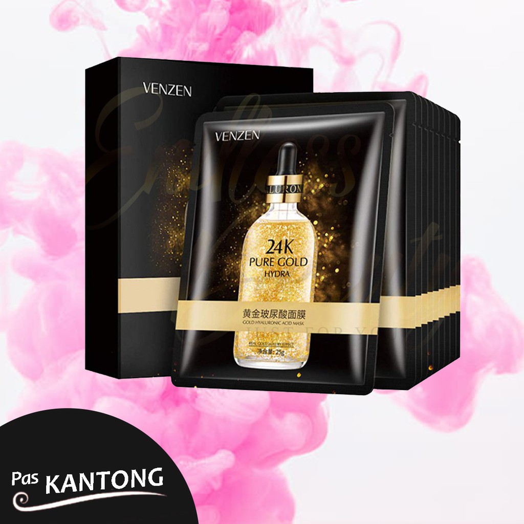 VENZEN 24K PURE GOLD HYALURONIC ACID FACIAL MASK / MASKER WAJAH 24K GOLD