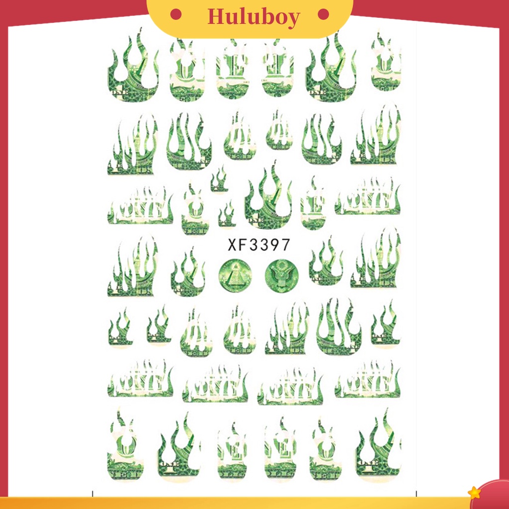 Huluboy Huluboy♡ 3pcs / Set Stiker Kuku 3D Bentuk Uang Dollar Untuk Dekorasi Manicure