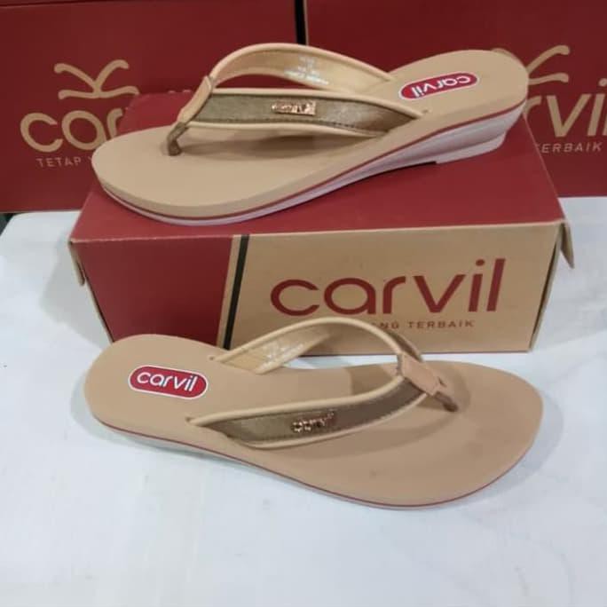  SANDAL  JEPIT  WANITA  CARVIL  TERBARU ORIGINAL BROWN SIZE 36 