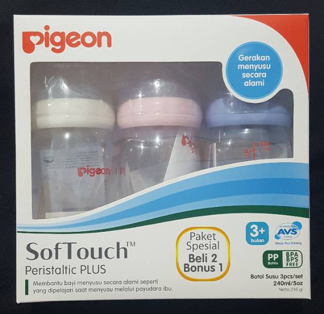 Promo! Pigeon Buy 2 get 1 - Botol susu Wide Neck 240ml - Botol Susu Bayi Pigeon