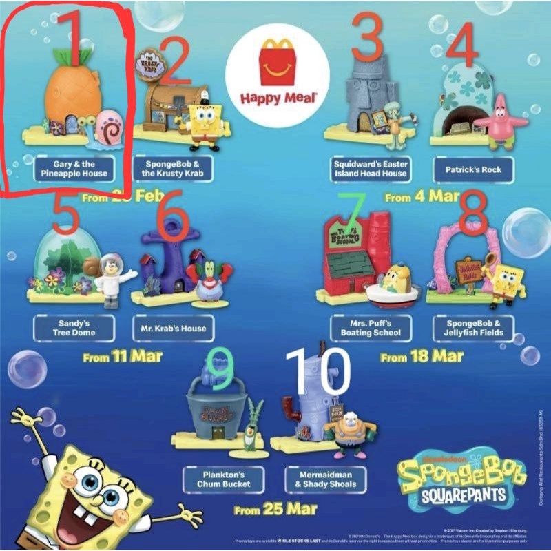 Happy Meal MCD Mcdonalds Spongebob Gary the Pineapple House