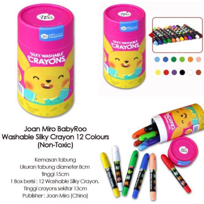 

(PERALATAN MENGGAMBAR) JOAN MIRO/JAR MELO/BABY ROO WASHABLE SILKY CRAYONS - NONTOXIC 12PCS - 12