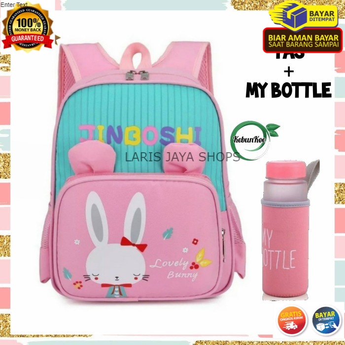 COD TAS RANSEL ANAK PEREMPUAN SEKOLAH TK SD RABBIT KELINCI BONUS BOTOL MINUM KEREN KADO BAYI TERBARU