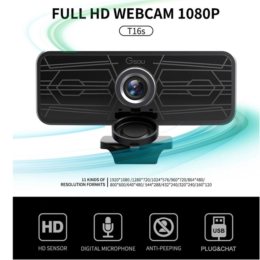 T16S Webcam Full HD 1080P Conference Cam With Microphone