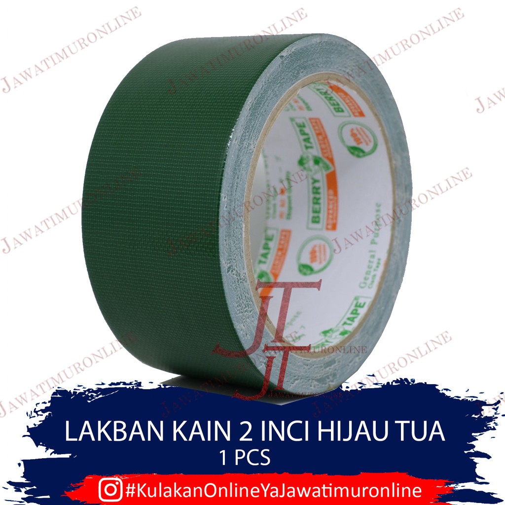 Cloth Tape BERRY / Lakban Kain / Lakban Warna Hijau Tua 2 inch Isolasi Lantai Lakban Lantai