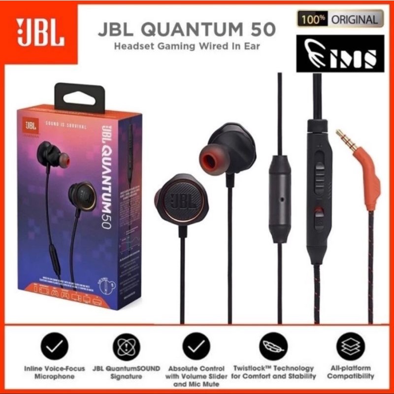 JBL Quantum 50 Wired In Ear Gaming Earphone Headset