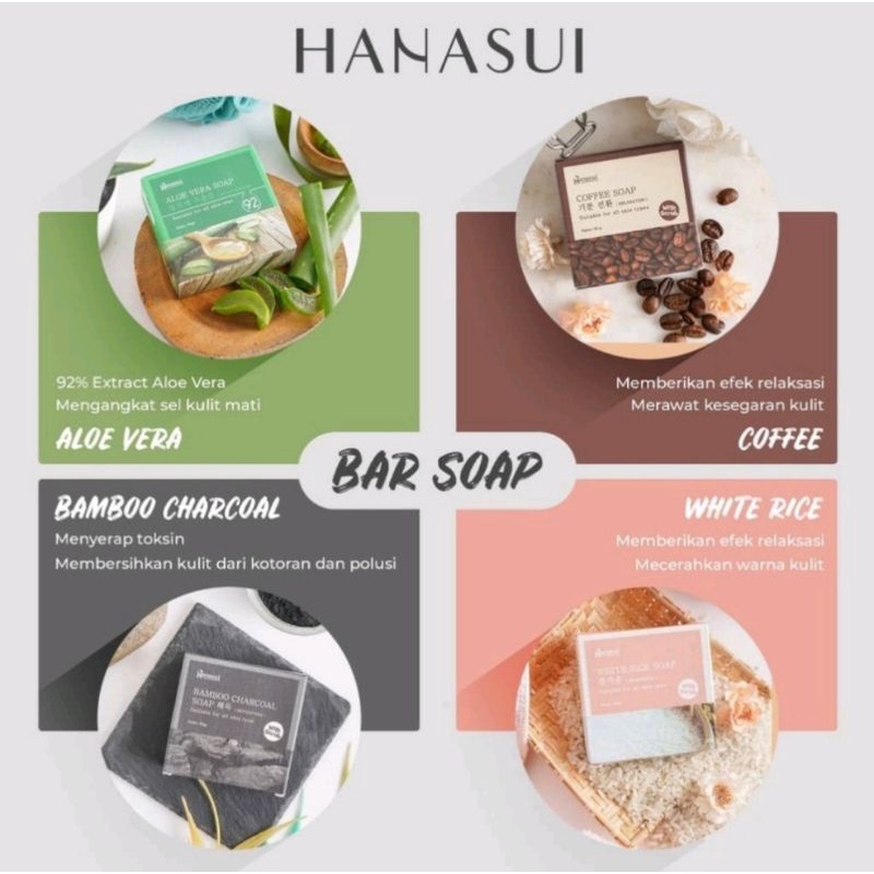 Hanasui Sabun Batang Charcoal Aloevera Coffee Rice Bar Soap Hanasui