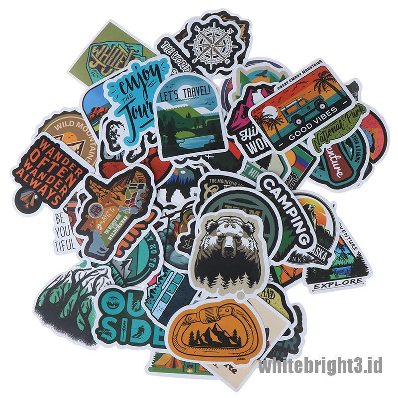 (white3) 50pcs Stiker Landscape Untuk Dekorasi Koper / Laptop / Gitar