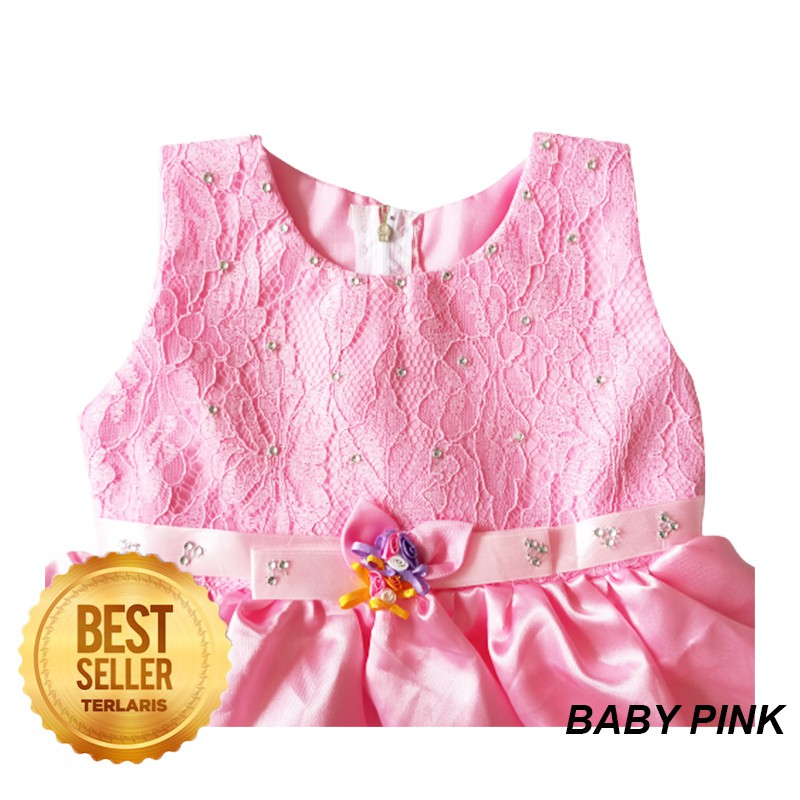 Gaun Pesta Anak 2 3 Tahun Dress Ulang Tahun Bayi Kado Import Baju Balita Mewah Bahan Satin Premium Brukat KA112