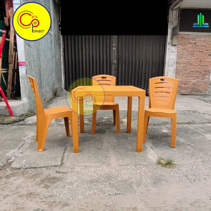 Meja Kursi Makan Dinning Set Plastik 4 Orang Olymplast ODT 203 R