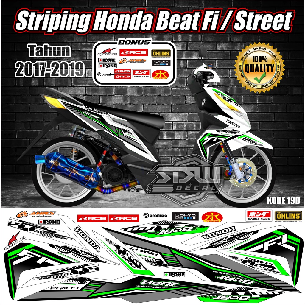 Striping Beat 2017-2019 Variasi Stiker Lis Motor Beat Kode 19