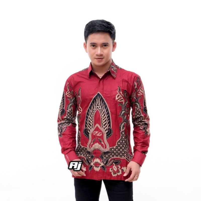 KEMEJA BATIK PRIA LENGAN PANJANG SIZE M L XL XXL  BSWART BatiK HRB026 Kenongo Hem Panjang Padi