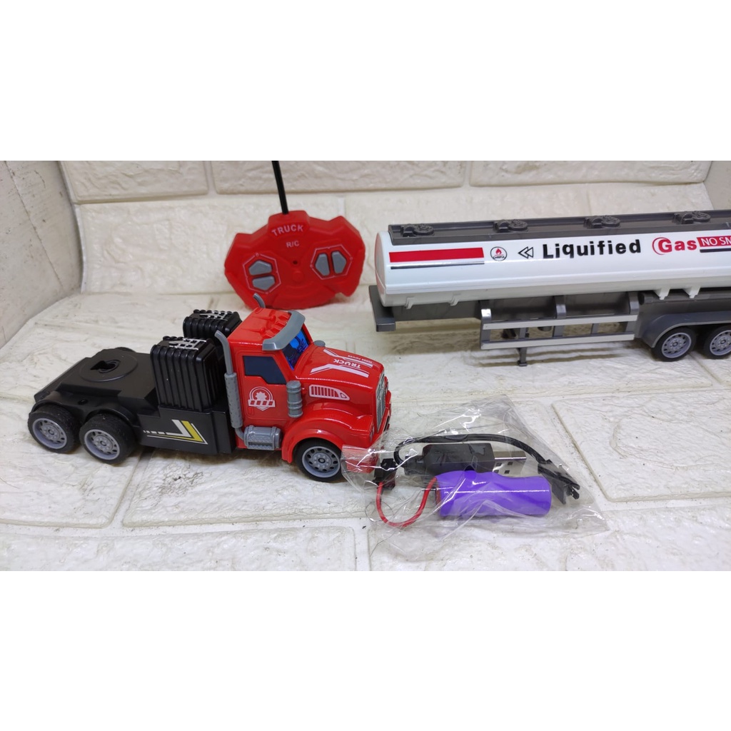 Mainan Mobil Remot Kontrol RC Truk Kontainer Trailer Tanki