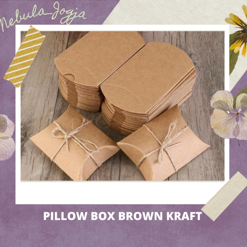 

PILLOW BOX DUS SOUVENIR DUS BANTAL BOX BANTAL KRAFT COKLAT JOGJA JATENG
