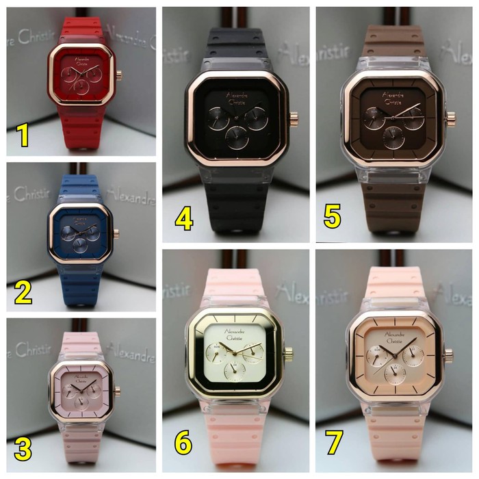 ALEXANDRE CHRISTIE AC 2811 BF/ JAM TANGAN WANITA AC2811 Karet Rubber Hitam Biru Merah Peach Rosegold