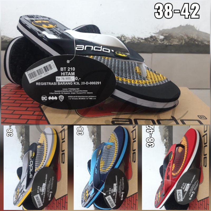 ANDO SUPERMAN & BATMAN -- Sandal Pria Jepit Ando Original