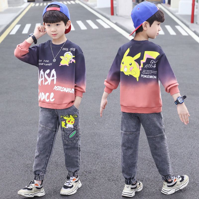 (LOLI-JKT) BOY-65 SET ANAK COWOK MODEL NASA PIKACHU SIZE 110-160