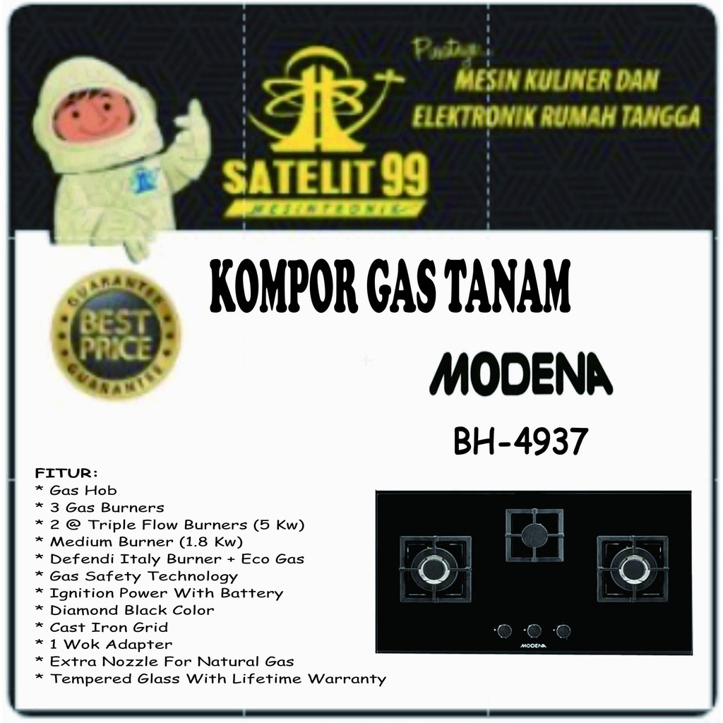 Kompor Gas Tanam 3 Tungku MODENA BH-4937