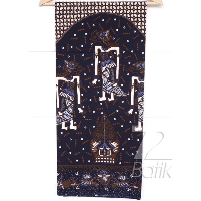 KAIN BATIK  PREMIUM MOTIF WAYANG SRIKANDI HITAM BIRU  PUTIH 