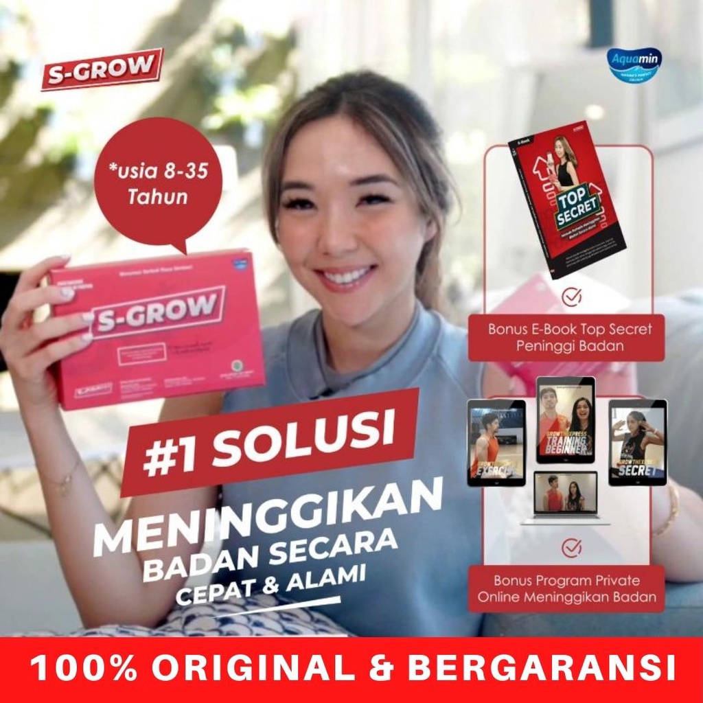 SGROW - Susu Suplemen Peninggi Badan Terbaik tinggi kalsium 100% original BPOM