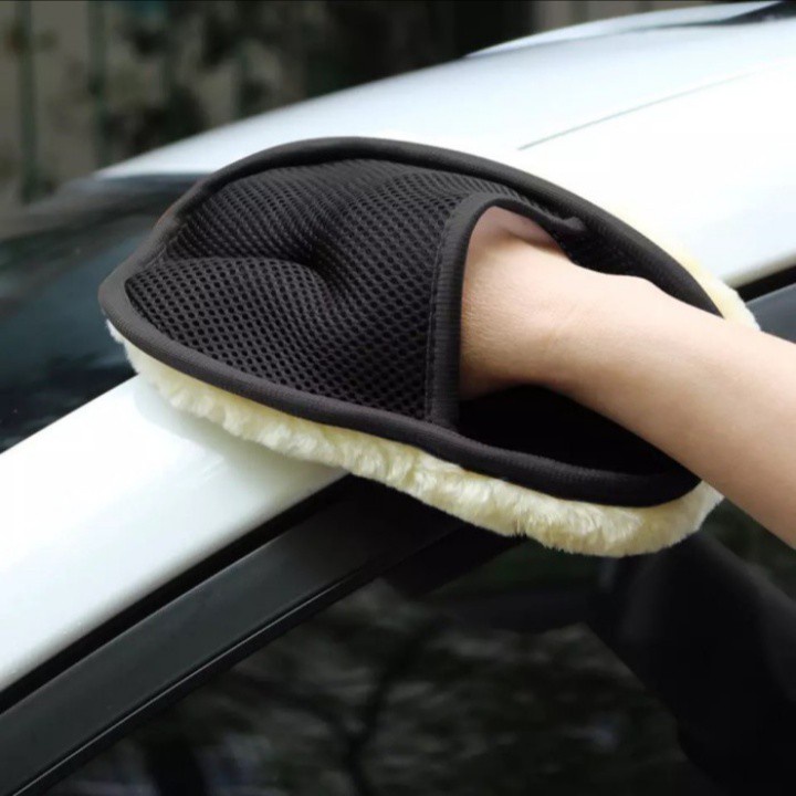 [BISA COD] Sarung Tangan Wool Microfiber Kain Lap Cuci Mobil Motor Polish Anti Gores