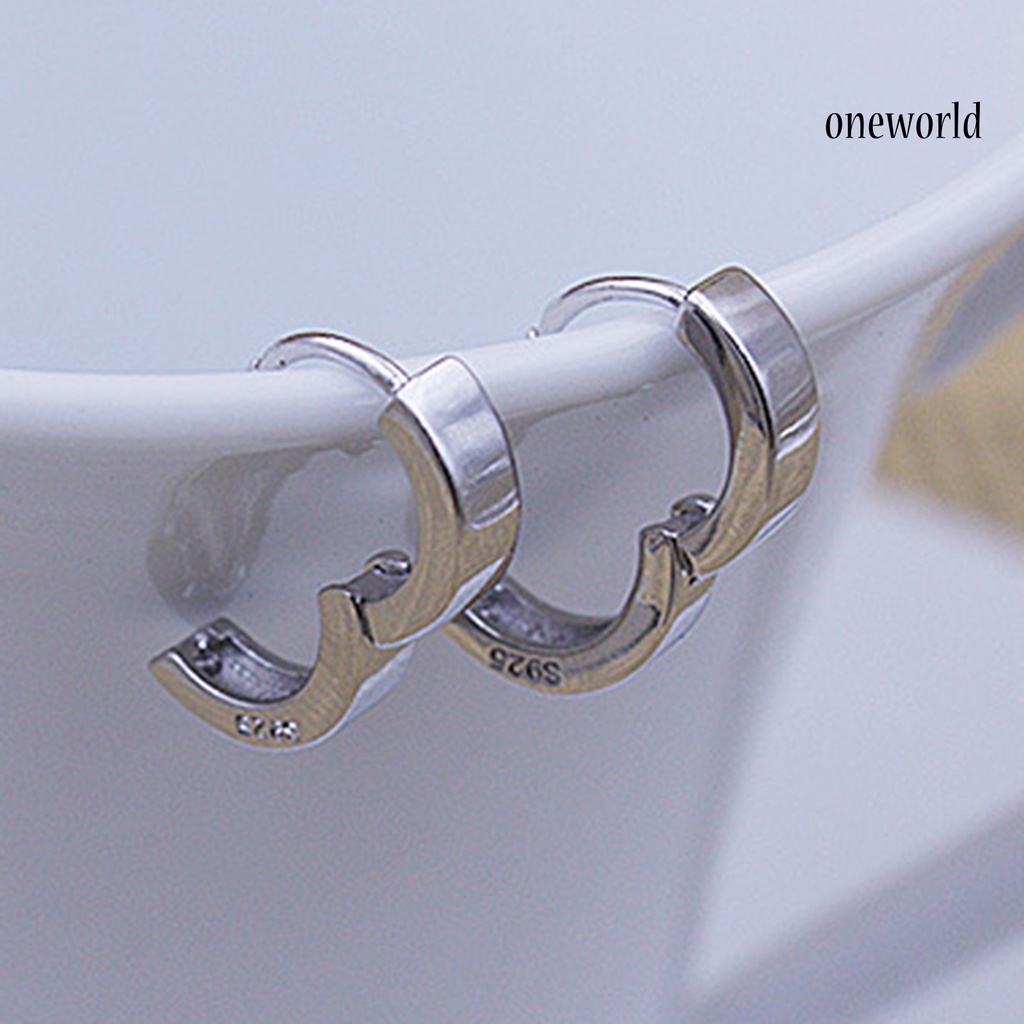 OW@ Earrings Round Hoop Design Simple Silver Plated Jewelry Gift Huggie Earrings for Daily Life