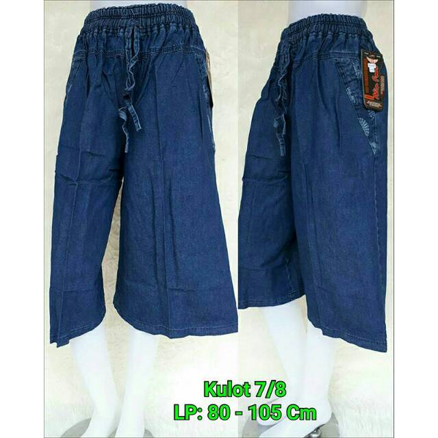  Celana  Kulot  7 8 Jeans  Jumbo Warna Dark Blue Murah 