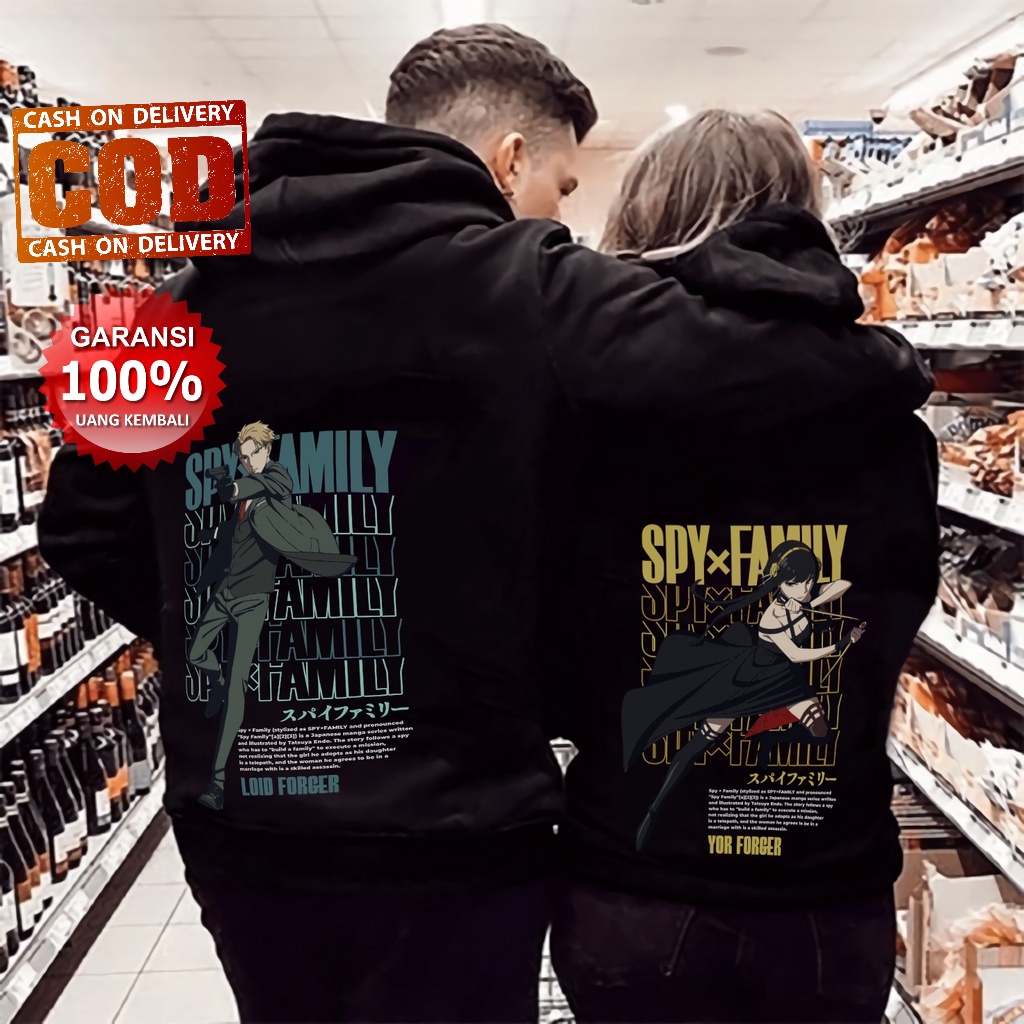 PROMO COD SWEATER HOODIE WANITA PRIA UNISEX PASANGAN COUPLE KAPEL / SPY X FAMILY OVERSIZE SWEATER HOODIE