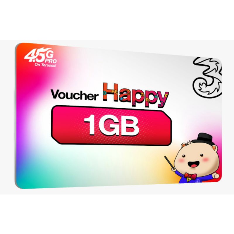 VOUCHER TRI 1GB 3HARI Nasional/ voucher Tri happy 1 GB 3 hari nasional