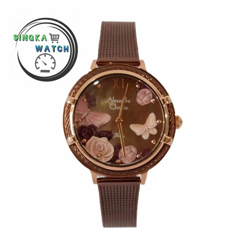 JAM TANGAN CEWEK ALEXANDRECHRISTIE AC ORIGINAL SERI 2873LH COKLAT
