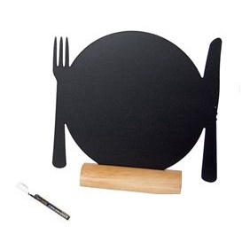 

PLATE-SHAPED TABLE CHALK BOARD w/WDN BASE L21xW6xH33cm (INCLUDES WHITE LIQUID CHALK MARKER), SILHOUETTE, SECURIT / PAPAN TULIS MEJA