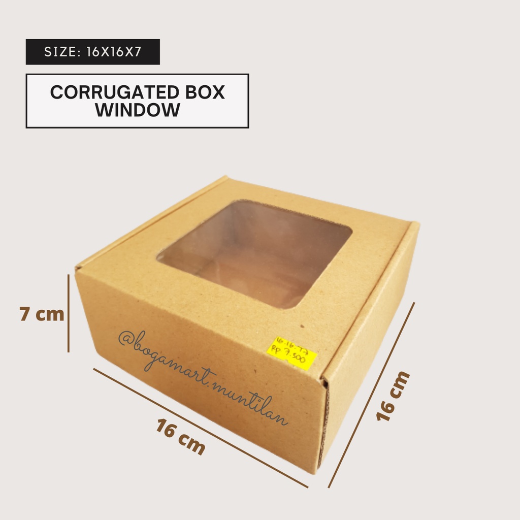 

Window Corrugated Box 16x16x7 / WIndow Box / Box Kraft Window / Cake Box / Gift Box / Souvenir Box / Hampers Box / Kardus Corrugated Window / Dus Hampers / Kardus Hampers