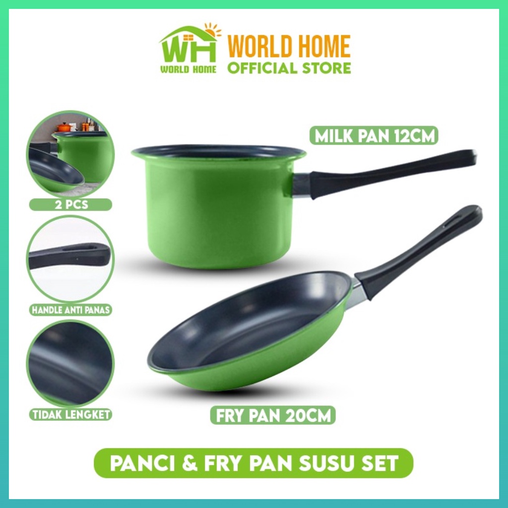 Murah Lebay Panci Set Teflon Fry Pan dan Panci Susu Panci Set Fry Pan and Milk Pan Teflon 2 Pcs Worldhome66