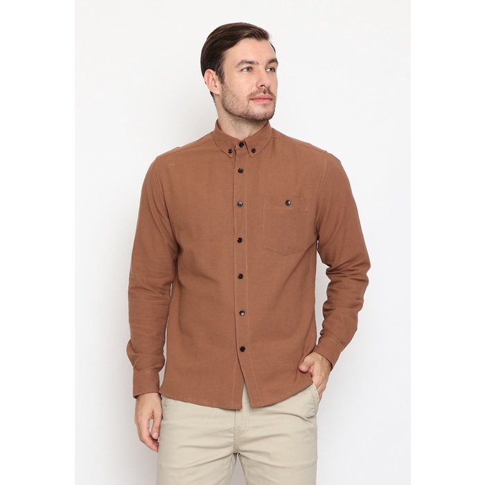 Kemeja pria 17SEVEN KEMEJA PRIA LENGAN PANJANG 0174-BW978 - S hitam lengan panjang terlaris putih le