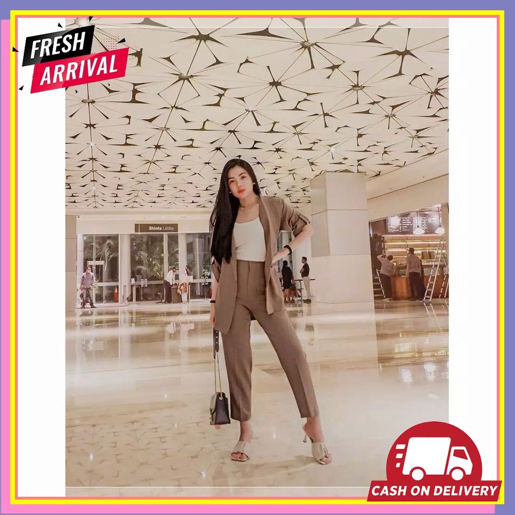 Setelan Wanita Korea Terbaru Baju Kantoran Stelan Kantor Wanset P OP755 Mesya Set 2In1/ Setelan Bl