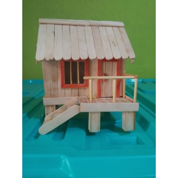 Prakarya miniatur rumah panggung stik es cream