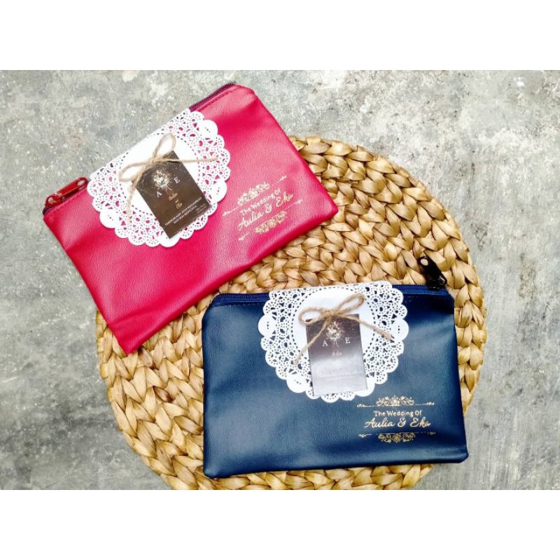 pouch top zipper cci souvenir dompet pouch resleting sablon