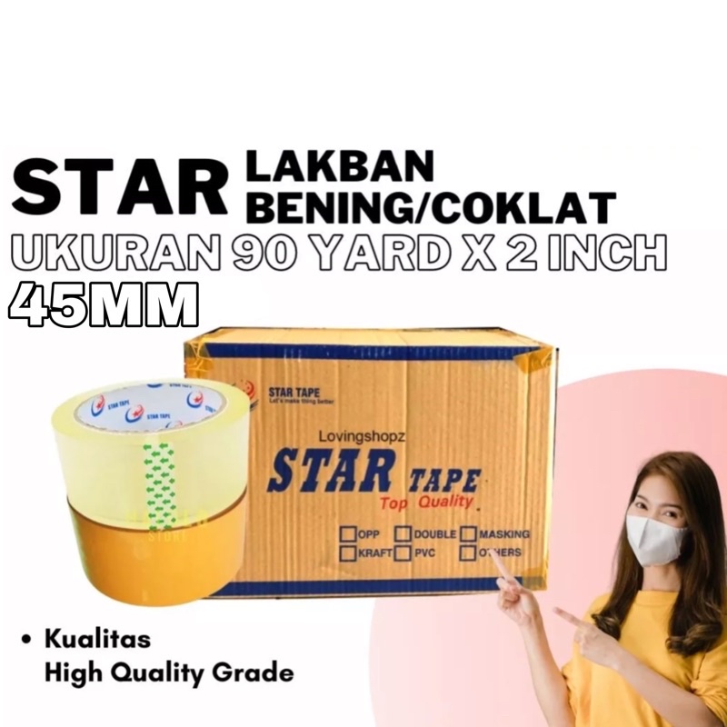 

LAKBAN COKLAT 90 yard 2inch 45mm lakban star tape lakban packing murah