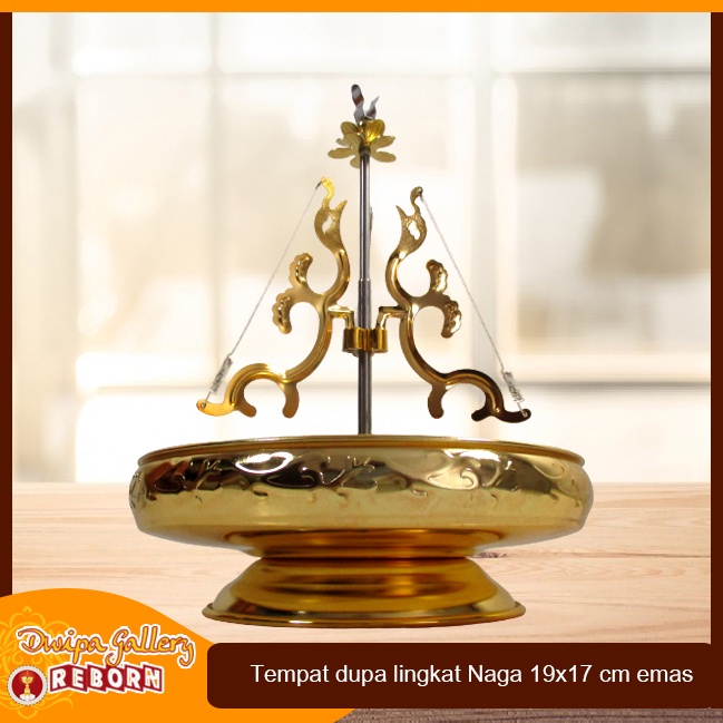 Tempat Dupa Hio Lingkar 24 Jam Kuningan Import Motif Naga 19x17cm