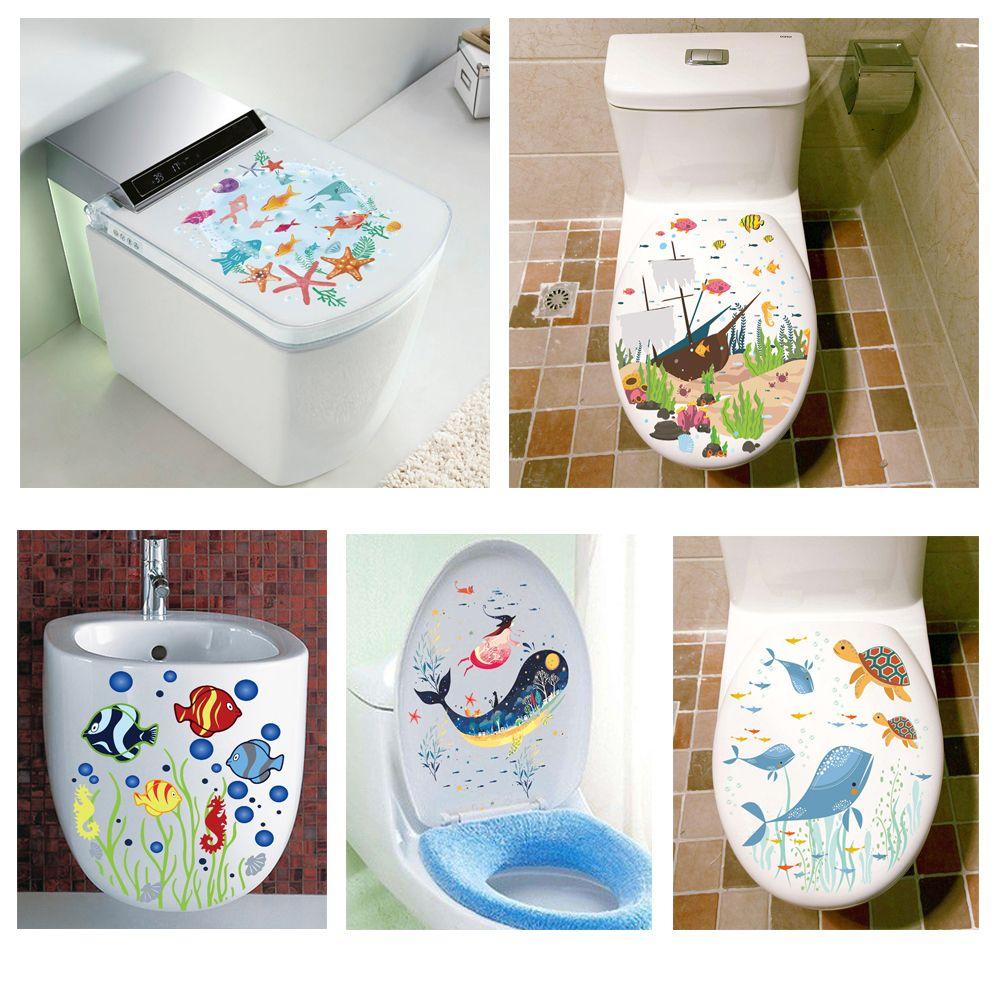 Solighter Stiker Toilet Tahan Air Mural Art Kamar Mandi Commode Ornamen Dunia Bawah Laut