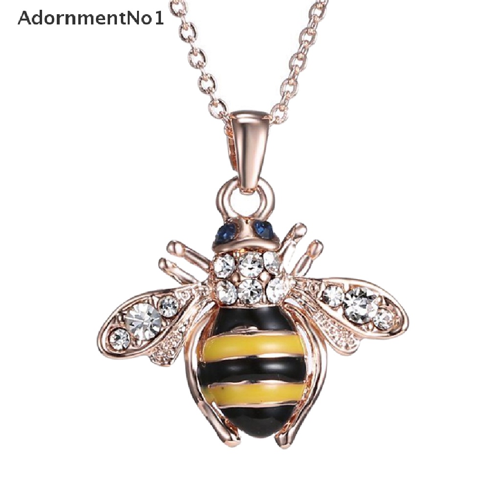 (AdornmentNo1) Kalung Rantai Dengan Liontin Lebah Bumblebee Hias Kristal Untuk Wanita