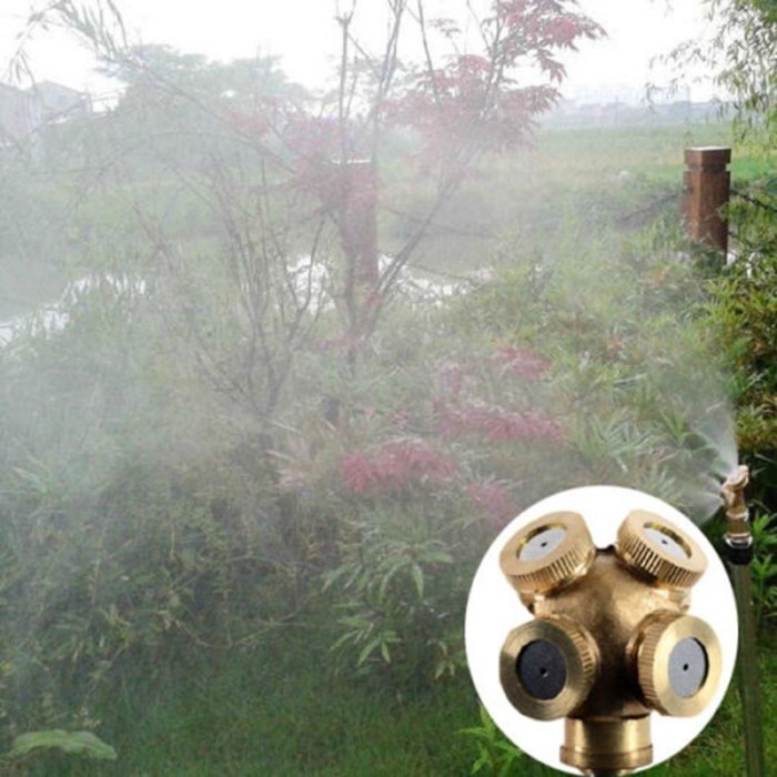 Sprinkler Spray Nozzle Air Irigasi Taman Copper 4 Kepala Lubang Holes