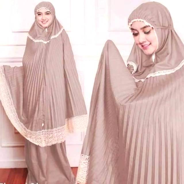 Mukena Plisket Renda Rajut Jumbo