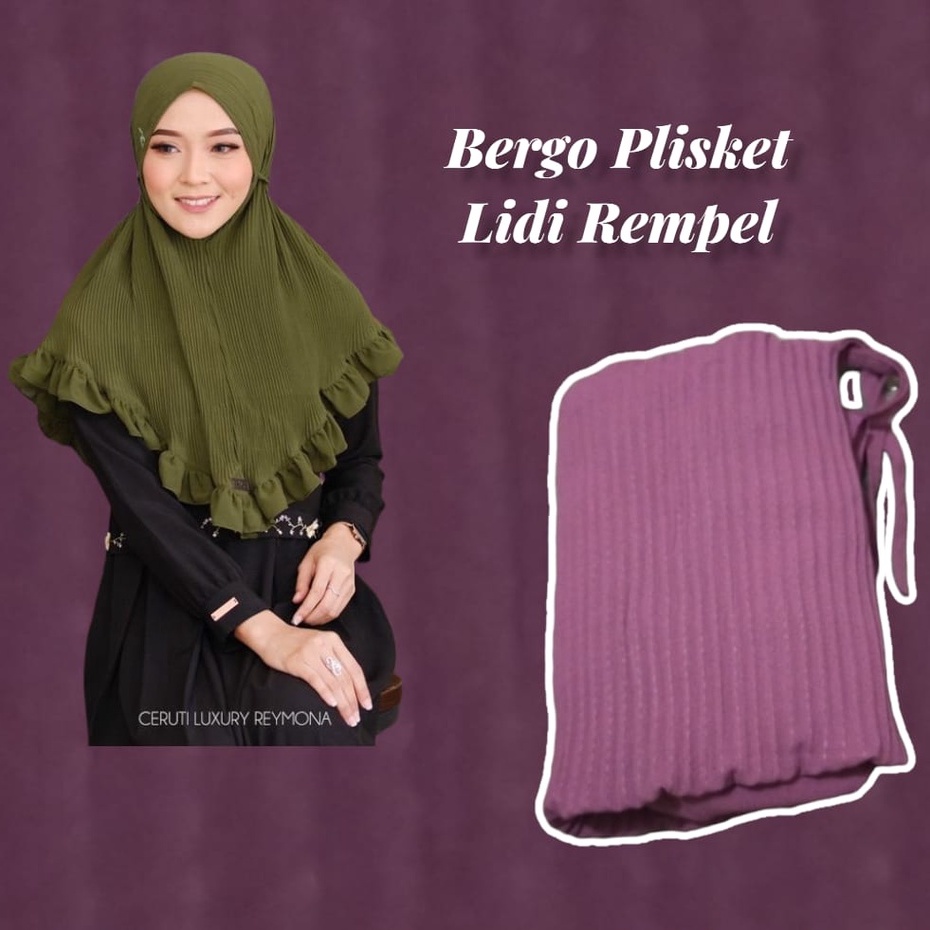 Kerudung Geblus - bergo plisket lidi/bergo plisket lidi pad/bergo plisket rempel/khimar lasercut/segiempat plisket pompom