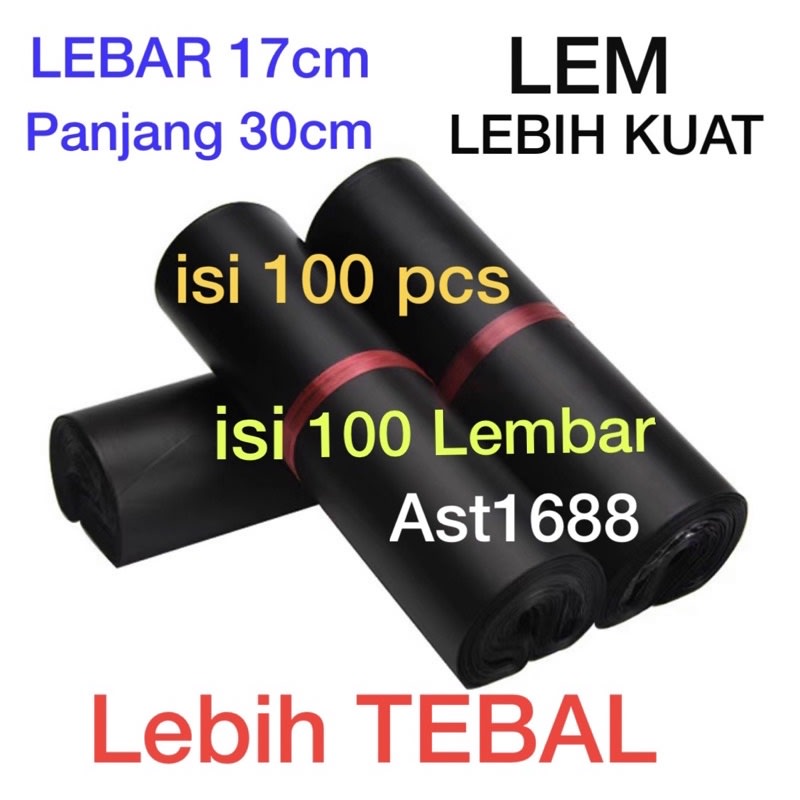 

Kantong Plastik Polymailer isi 100pcs HD Plastik Packing Tebal Polymailer Hitam Lem putih Olshop isi 100 lembar Tebal 17x30