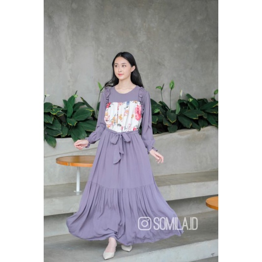 [SOMILA.ID] Peony Maxi Dress Korea Vintage Outfit Kekinian Chic Shabby