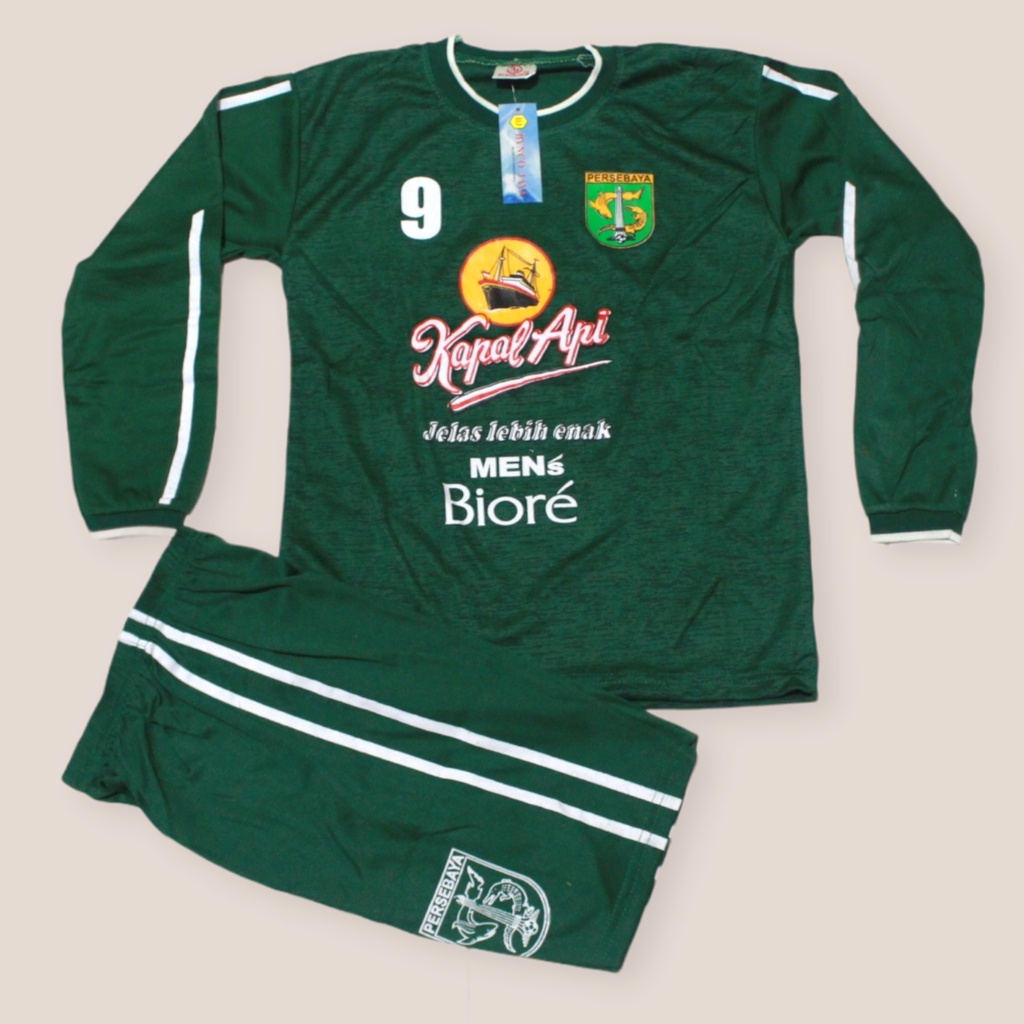 stelan baju bola kiper persebaya /baju kiper futsal anak/jersey bola persebaya anak lengan panjang