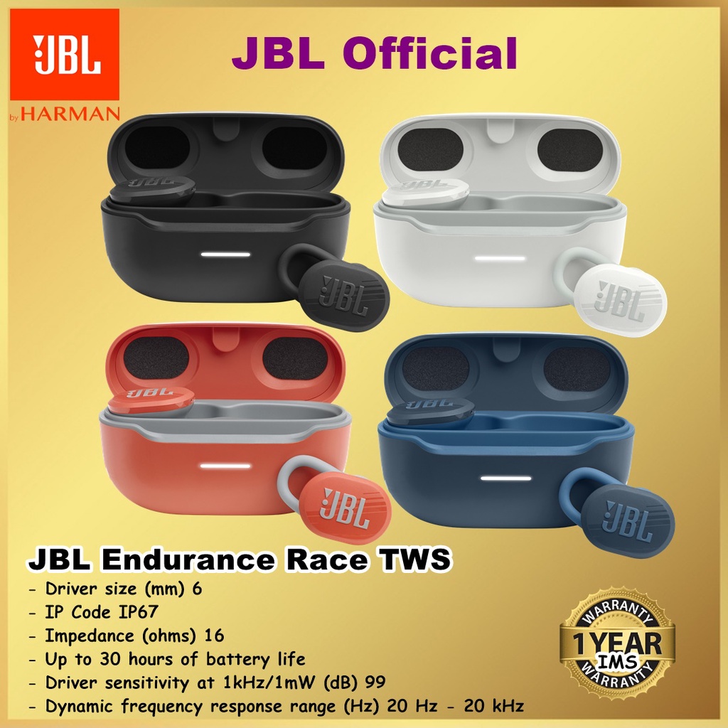 JBL Endurance Race TWS Waterproof True Wireless Active Sport Earbuds