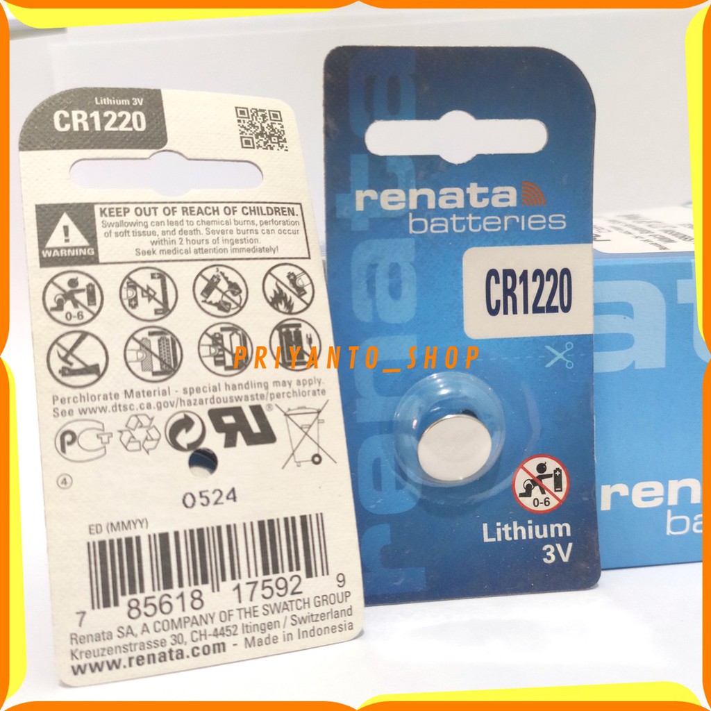 ORIGINAL RENATA CR-1220 CR 1220 3V LITHIUM BATTERY BATERE BATREI