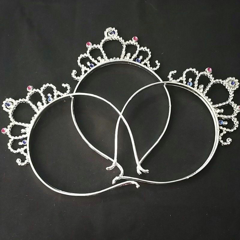 BANDO MAHKOTA ULANG TAHUN SILVER GEPENG 6PC GROSIR